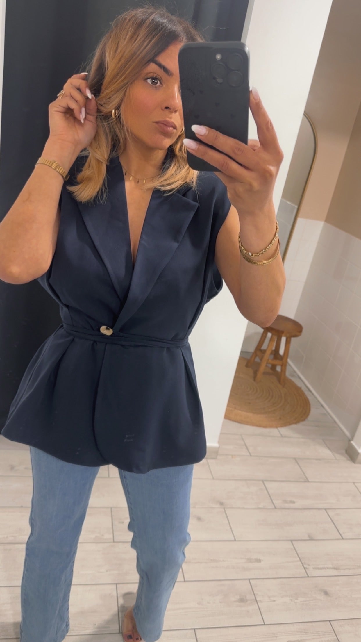 Veste sans manches bleue marine