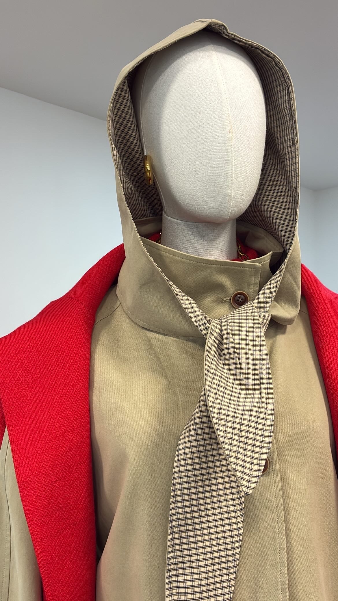 Trench capuche revers Vichy
