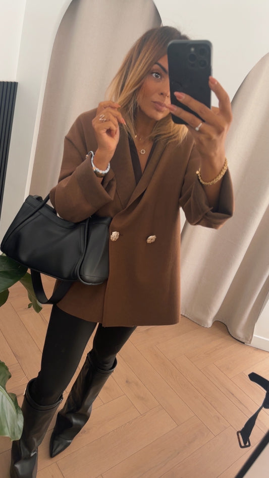 Veste drap de laine chocolat