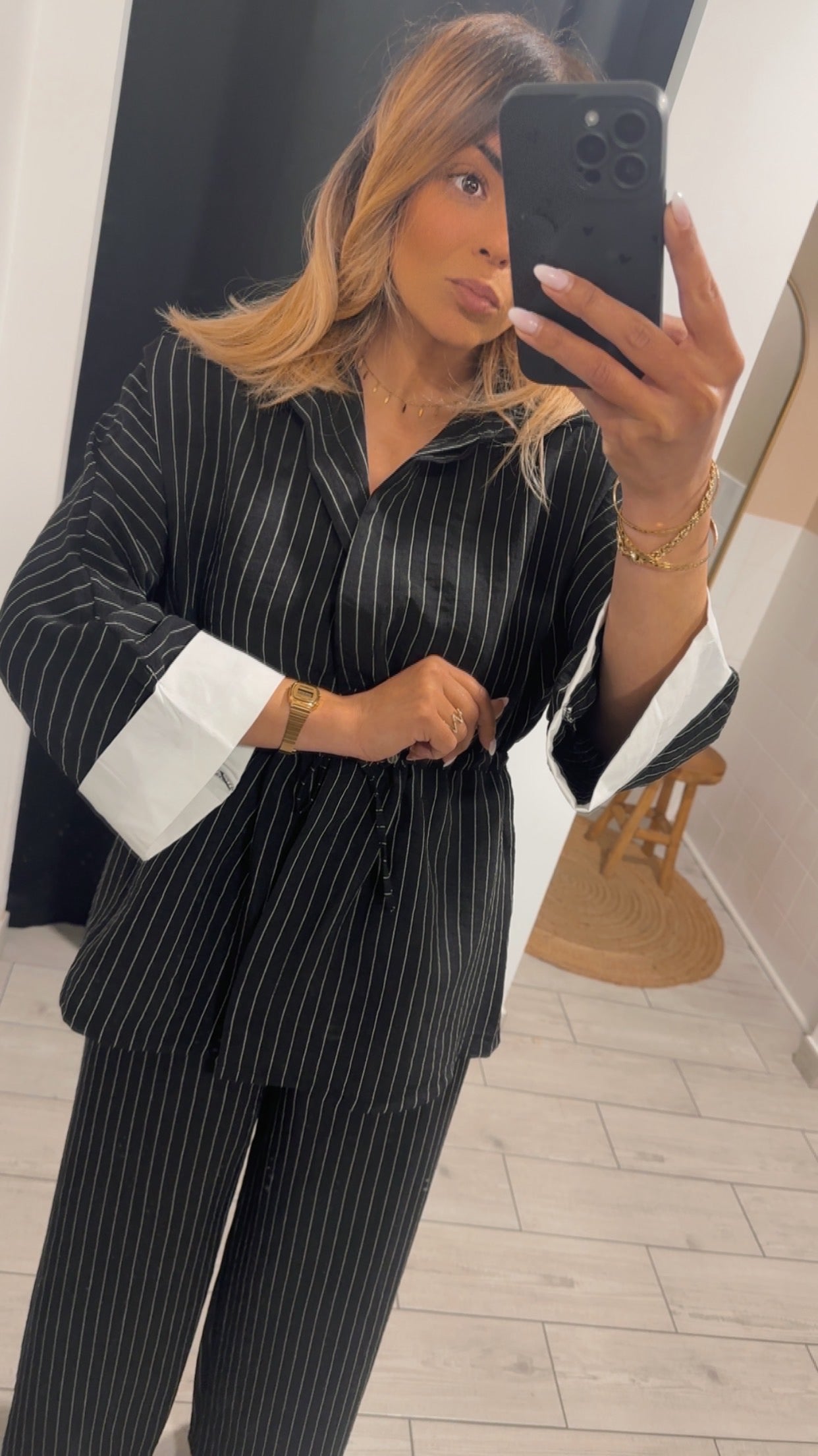 Ensemble Anna rayé noir