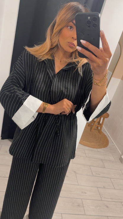 Ensemble Anna rayé noir
