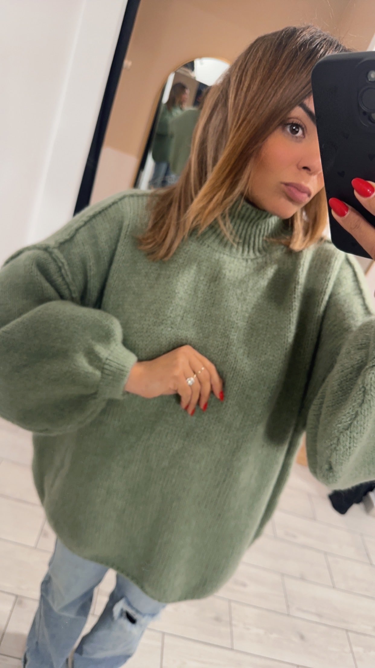 Pull Laine vert sauge