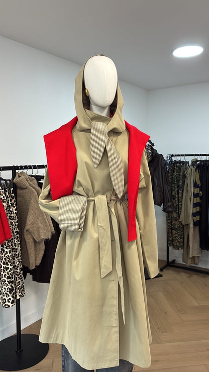 Trench capuche revers Vichy