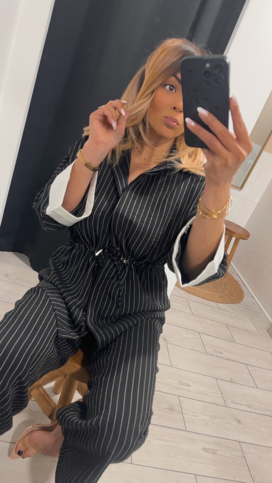 Ensemble Anna rayé noir