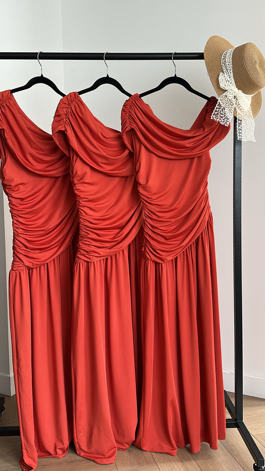 Robe Drapée Terracotta