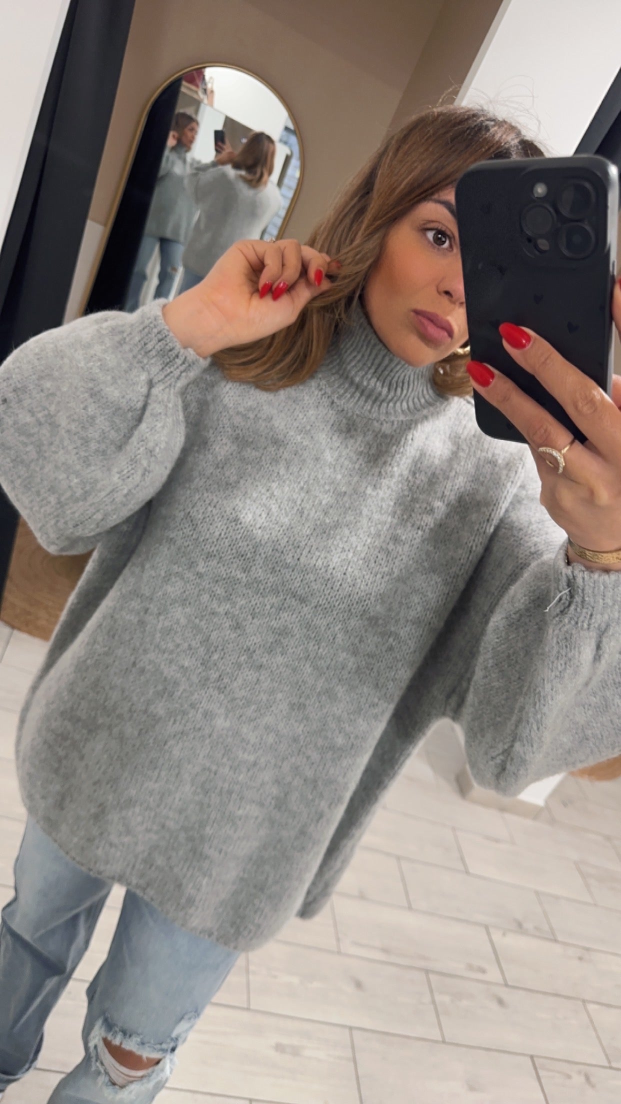 Pull Laine gris