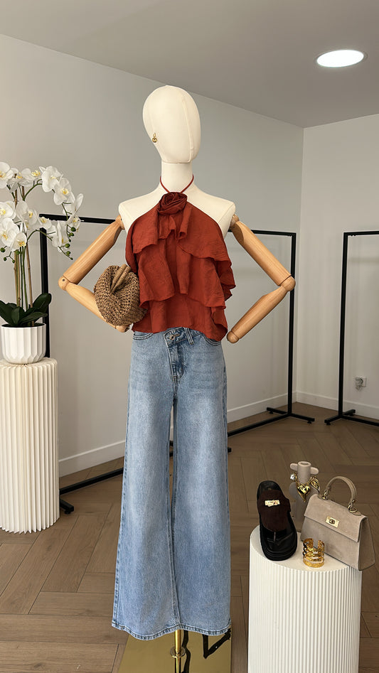 Jeans Wide leg asimétrico