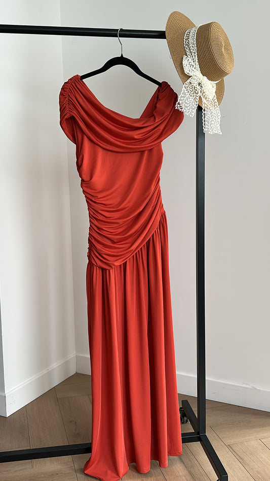 Robe Drapée Terracotta