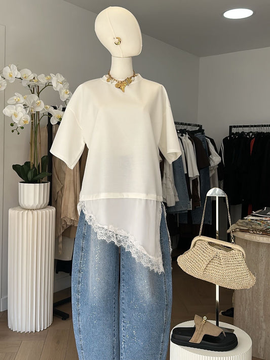 Camiseta gruesa con detalle de encaje