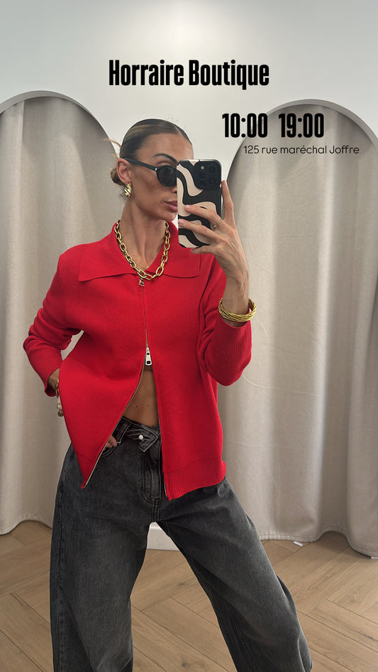Gilet rouge zip