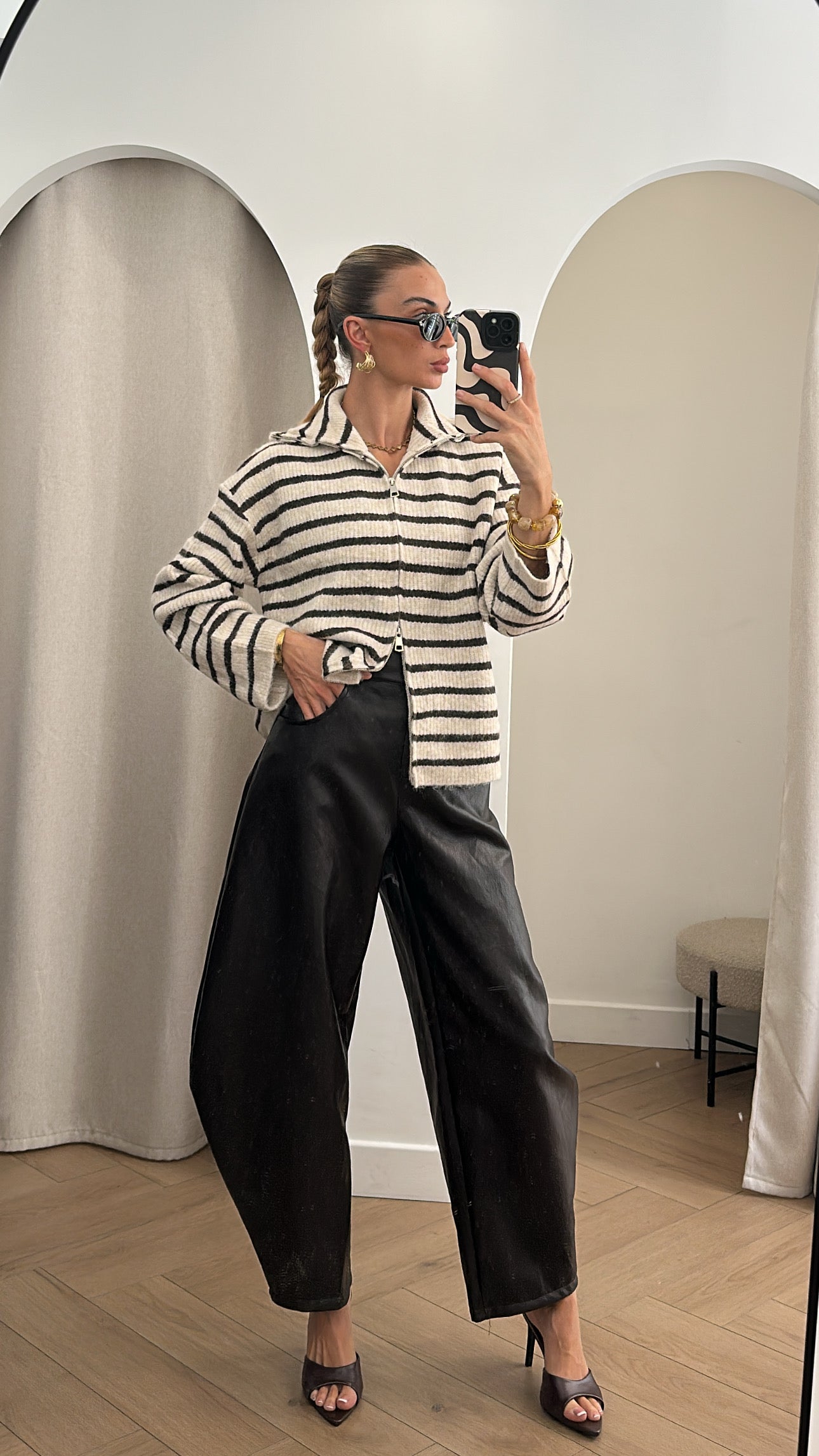 Pull zip rayé