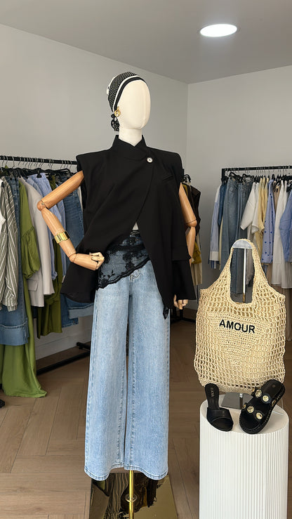 Jean ancho con strass