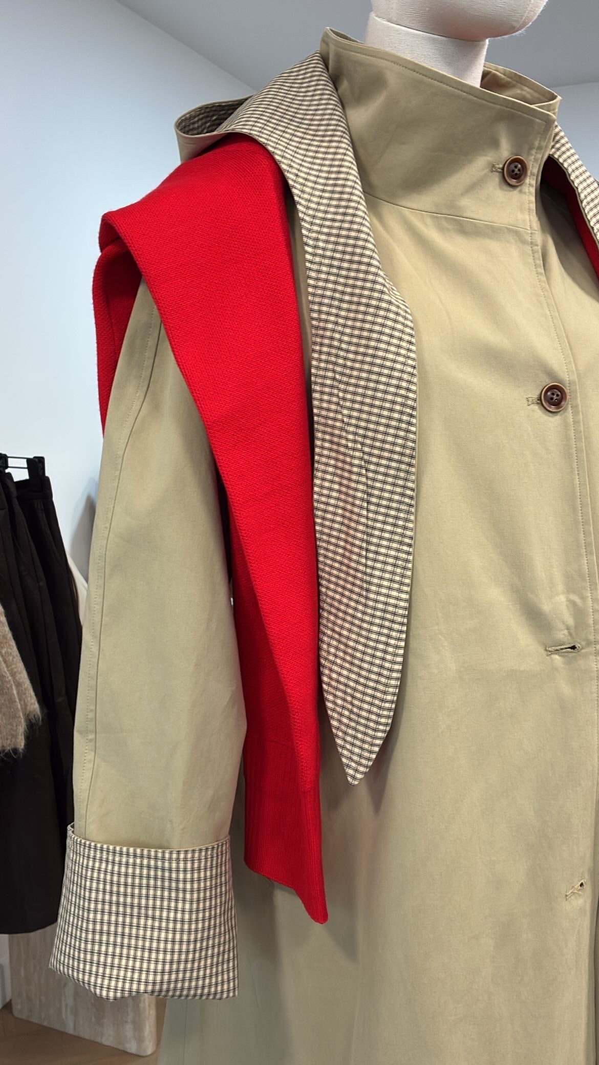 Trench capuche revers Vichy