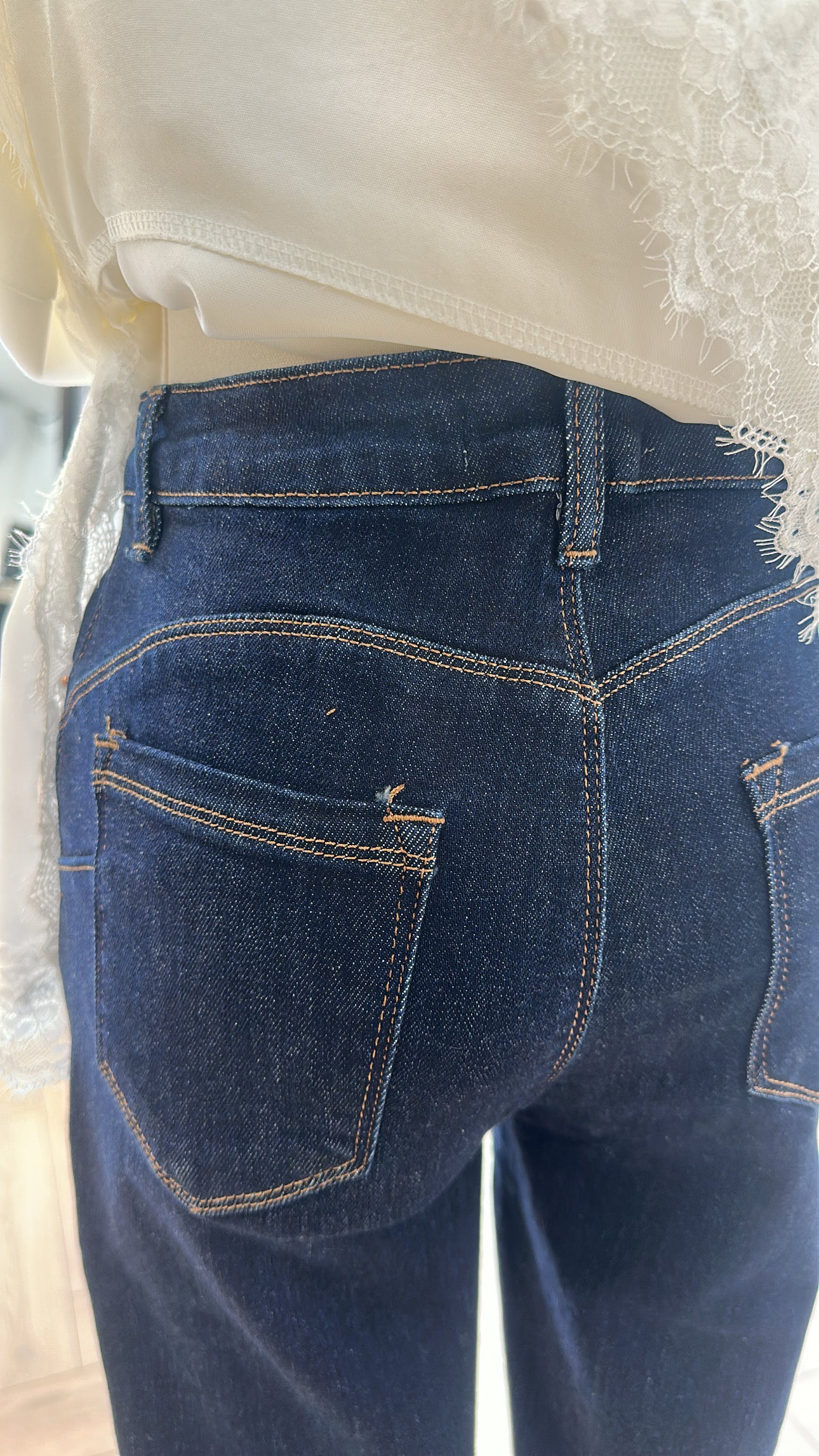 Raw flare jeans