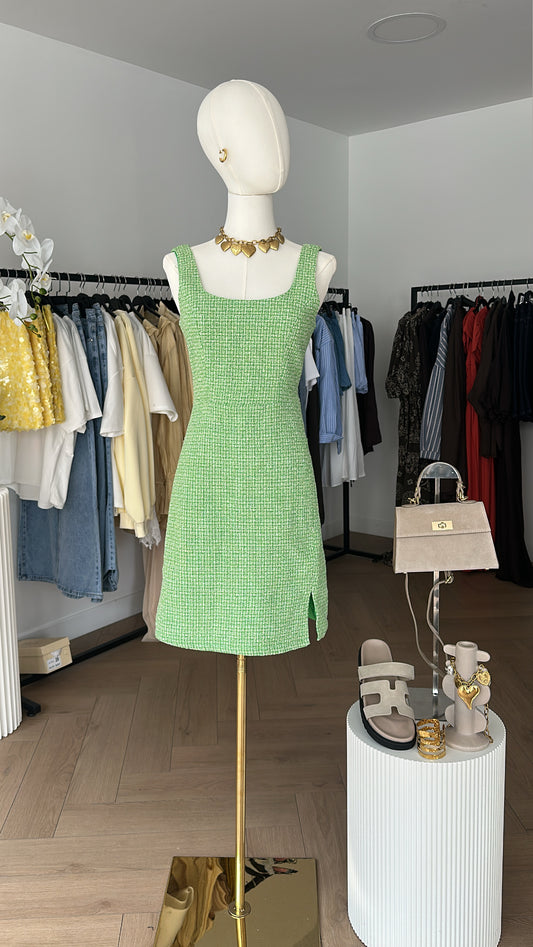 Robe tweed verte
