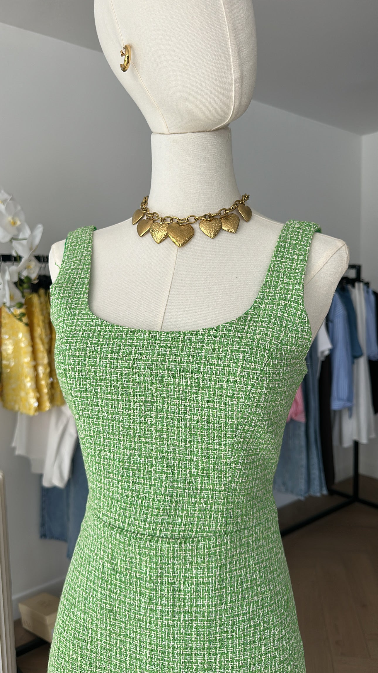 Robe tweed verte