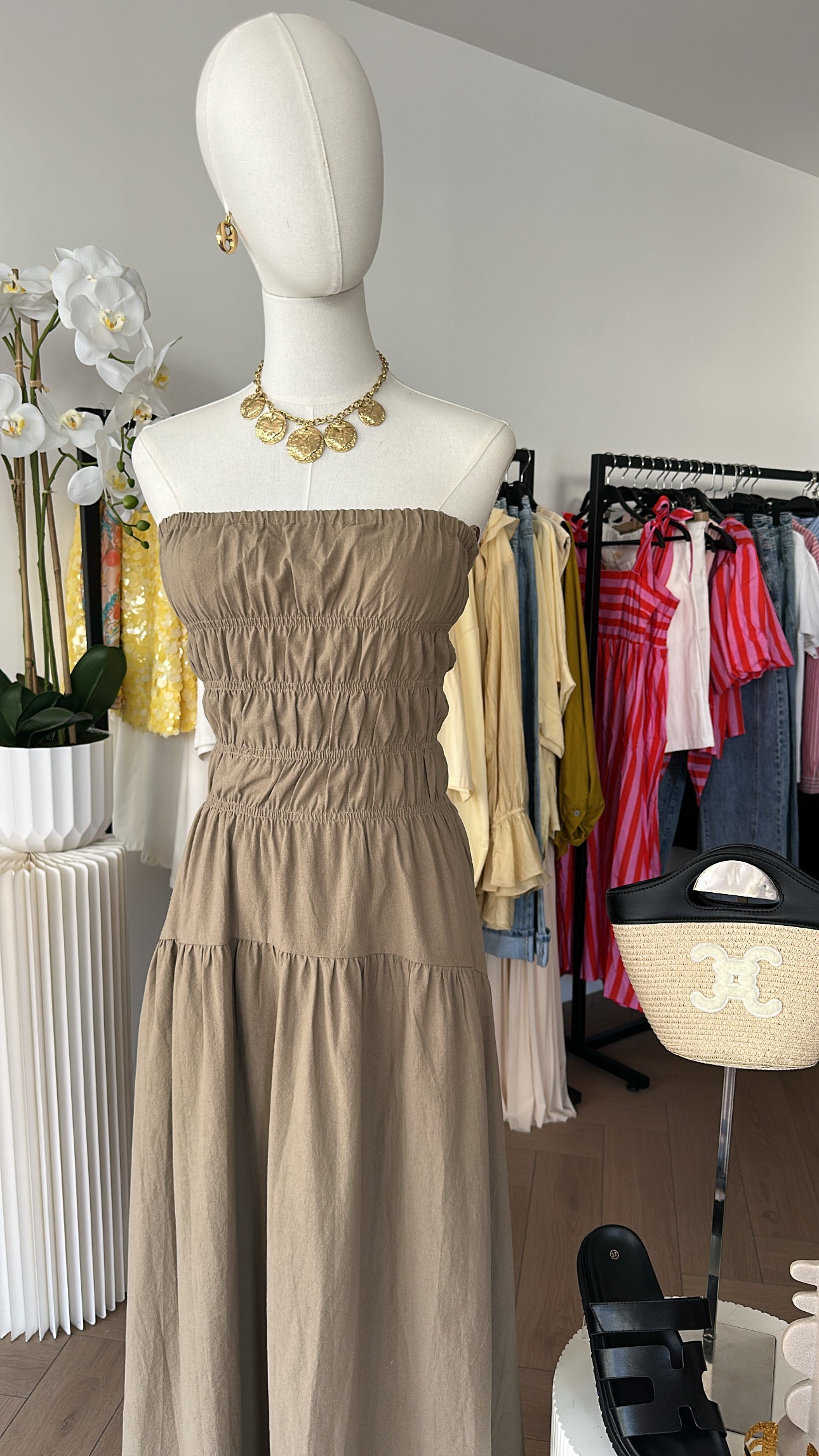 Robe kaki bustier