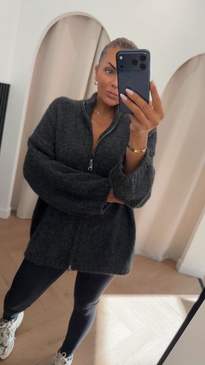 Gilet alpaga gris anthracite