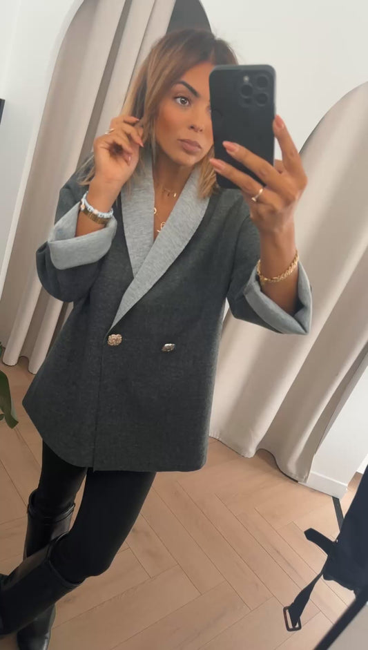 Veste drap de laine grise